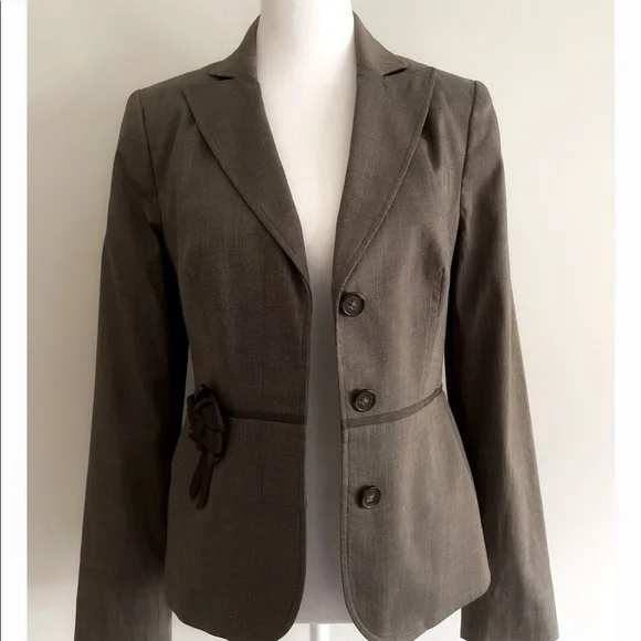 Banana Republic Blazer Jacket Long Sleeve Button Front  Brown. Size 0 - Picture 4 of 8
